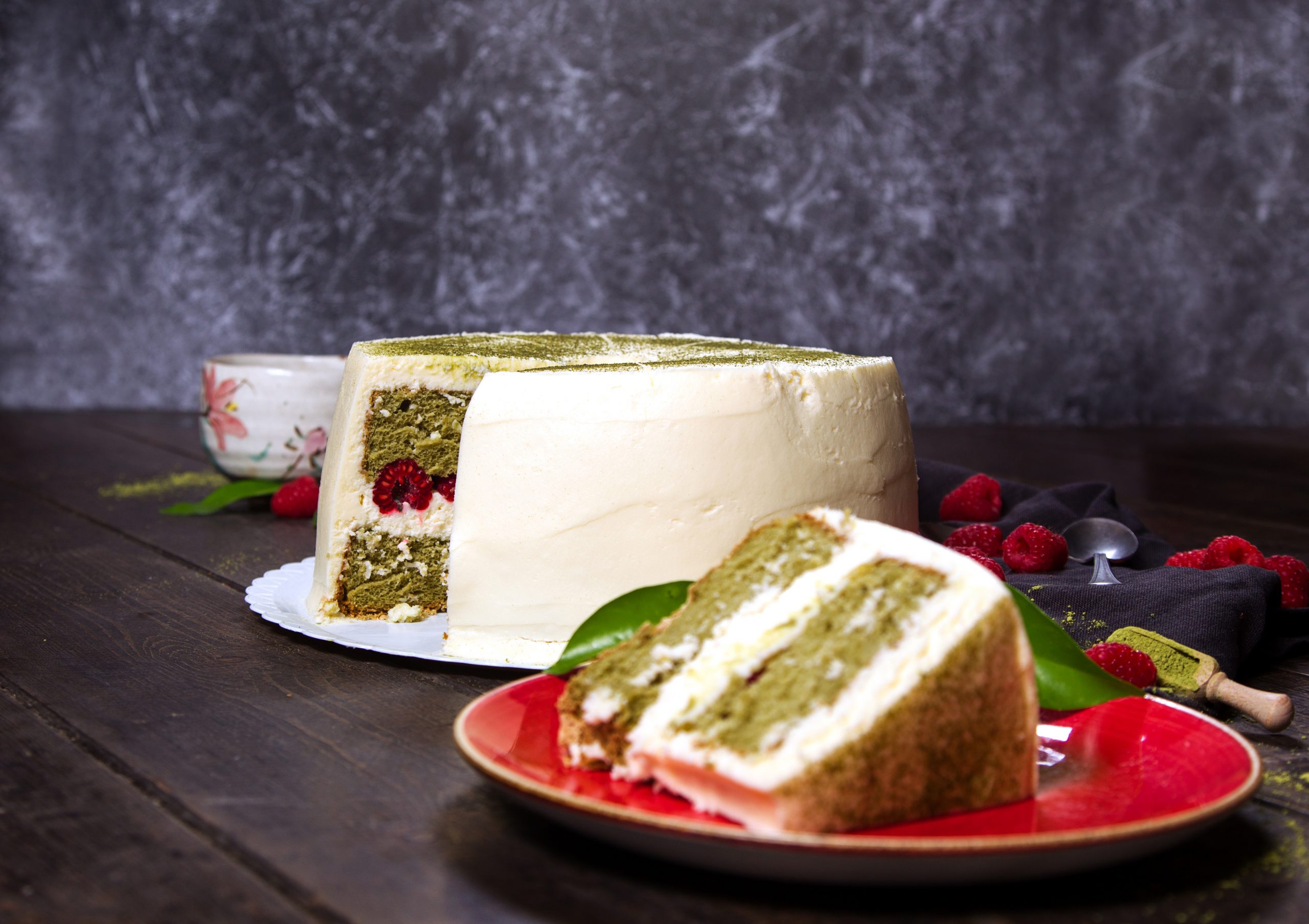 Matcha-frambuesa